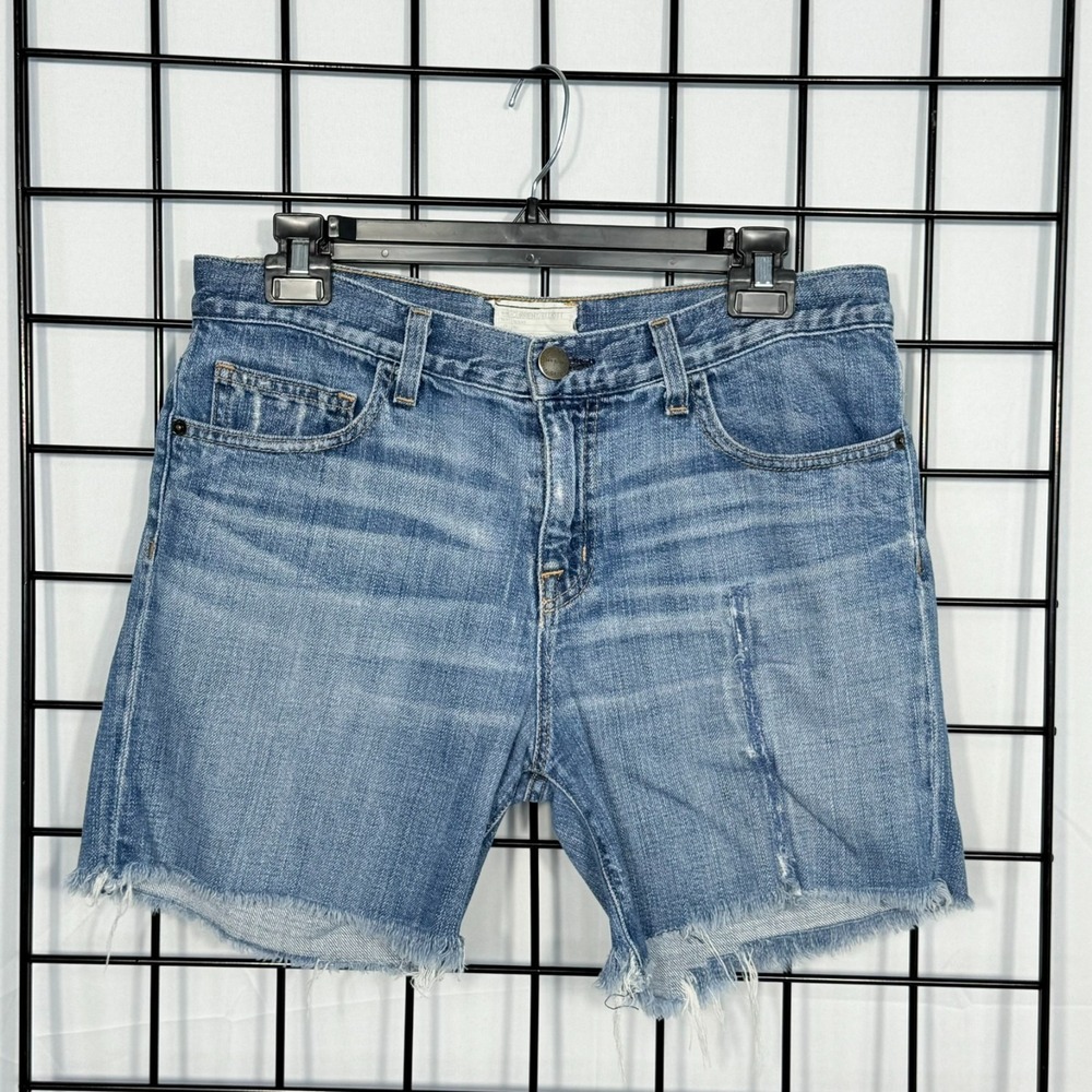 Current/Elliott Denim Cutoff The Roll Shorts Womens 26 Blue Distressed Boyfriend